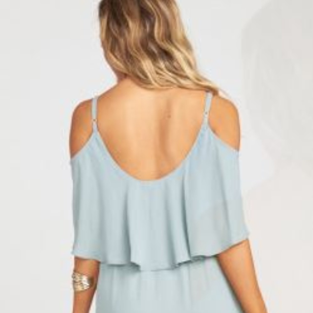 Caitlin Ruffle Maxi Dress - Silver Sage; Size: XXL